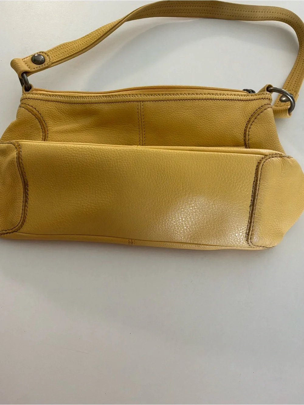 The Sak Mustard Yellow Pebbled Leather Shoulder Bag Y2K